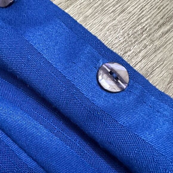 Vintage 80s Michelle Stuart Klein Blue Knitted Pleated Midi Skirt Side Slit Size - Picture 6 of 7